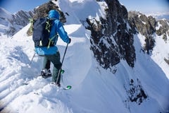 Narciarka w głębokim proszku, krańcowy freeride Obraz Stock Narciarka w głębokim proszku, krańcowy freeride Obraz Stock