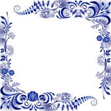 Narożnikowi projektów elementy w stylu krajowego porcelana obrazu Szablonu zaproszenie z błękitnymi kwiatami lub kartka z pozdrow ilustracji Narożnikowi projektów elementy w stylu krajowego porcelana obrazu Szablonu zaproszenie z błękitnymi kwiatami lub kartka z pozdrow ilustracji