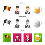 National flag, belgians and other symbols of the country.Belgium set collection icons in cartoon,flat,monochrome style stock illustration National flag, belgians and other symbols of the country.Belgium set collection icons in cartoon,flat,monochrome style stock illustration