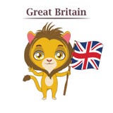 Nationellt djur med den brittiska flaggan Royaltyfria Bilder Nationellt djur med den brittiska flaggan Royaltyfria Bilder