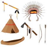 Native American Set Six Icons Stock Image Native American Set Six Icons Stock Image