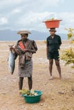 Native Malagasy Fishermen Fishing On Sea, Madagascar Stock Photos