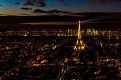 Nattsikten av Paris, Frankrike arkivfoto Nattsikten av Paris, Frankrike arkivfoto