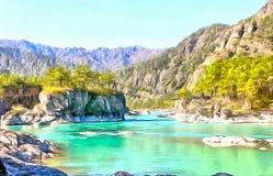 Natura del canyon della montagna del fiume Ponte sopra il canyon sui precedenti delle montagne royalty illustrazione gratis Natura del canyon della montagna del fiume Ponte sopra il canyon sui precedenti delle montagne royalty illustrazione gratis