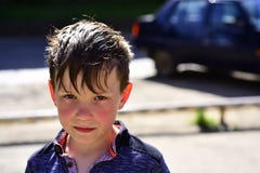 Natural care. Small boy with young face skin. Delicate baby skin. Little boy child on sunny day. Child care. Skincare stock images Natural care. Small boy with young face skin. Delicate baby skin. Little boy child on sunny day. Child care. Skincare stock images