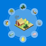 Natural farming isometric 3D banner vector illustration Natural farming isometric 3D banner vector illustration