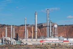 A natural gas refinery contrasted with the natural red rock landscape of the southwestern United States royalty free stock image A natural gas refinery contrasted with the natural red rock landscape of the southwestern United States royalty free stock image
