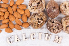 Natural ingredients as source calcium, vitamins, minerals and fiber stock images Natural ingredients as source calcium, vitamins, minerals and fiber stock images