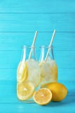Natural lemonade in bottles stock images Natural lemonade in bottles stock images