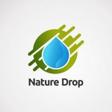 Nature drop logo vector with circle splash , icon, element, and template for company stock illustration Nature drop logo vector with circle splash , icon, element, and template for company stock illustration