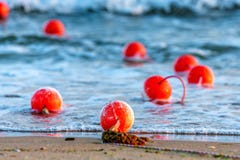Nautical buoys in sea water close up stock photography Nautical buoys in sea water close up stock photography