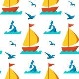 Nautisk beståndsdelvektor för sömlösa modeller royaltyfri illustrationer Nautisk beståndsdelvektor för sömlösa modeller royaltyfri illustrationer