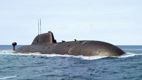 Naval Modern Submarine On Open Sea Surface Royalty Free Stock Photo