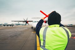 Navigation Of The Airplane At The Airport Stock Photos