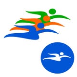 Navigazione di logo del disegno di vettore, nuotatori, sport illustrazione di stock Navigazione di logo del disegno di vettore, nuotatori, sport illustrazione di stock