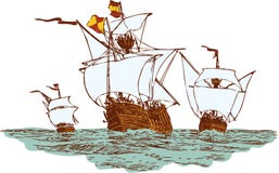 Navios de Christopher Columbus ilustração do vetor Navios de Christopher Columbus ilustração do vetor