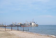 Navios no porto de Berdyansk fotos de stock Navios no porto de Berdyansk fotos de stock