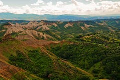 Landscape near town civita with deserts and land destroyed with erosion badlands stock image Landscape near town civita with deserts and land destroyed with erosion badlands stock image