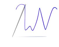 Needle And Blue String Isolate Royalty Free Stock Photos