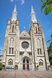 Neogotisch Roman Catholic Cathedral in Djakarta, op Java, Indon stock foto Neogotisch Roman Catholic Cathedral in Djakarta, op Java, Indon stock foto