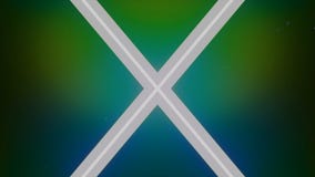 Neon crossed lines, letter X on beautiful gradient background. Animation. White glowing stripes of light, geometric vector illustration Neon crossed lines, letter X on beautiful gradient background. Animation. White glowing stripes of light, geometric vector illustration