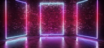 Neon-futuristischer Retro- moderner eleganter Verein-glühende Steigungs-blaue rosa purpurrote Stadiums-Rechteck-Rahmen-Lichter Sc lizenzfreie abbildung Neon-futuristischer Retro- moderner eleganter Verein-glühende Steigungs-blaue rosa purpurrote Stadiums-Rechteck-Rahmen-Lichter Sc lizenzfreie abbildung
