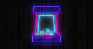 Neon Gaming icons on black background 4k