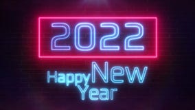 Neon lights new year icon 2022 The background is beautiful Christmas backgrounds 4K