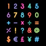 Neon Numbers And Symbols Royalty Free Stock Photos