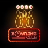 Neon Sign. Bowling Club Neon Sign. Bowling Club