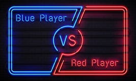 Neon versus frame. Battle competition blue and red players team frames. Match confrontation screen vector concept vector illustration Neon versus frame. Battle competition blue and red players team frames. Match confrontation screen vector concept vector illustration