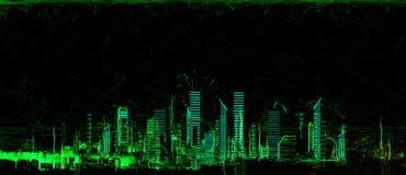 Neonlicht der futuristischen Stadt 3d vektor abbildung Neonlicht der futuristischen Stadt 3d vektor abbildung