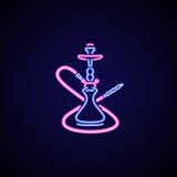 Neonschild der Huka Leuchtreklamehuka für Aufenthaltsraumcaféemblem, arabische Bar, Shop vektor abbildung Neonschild der Huka Leuchtreklamehuka für Aufenthaltsraumcaféemblem, arabische Bar, Shop vektor abbildung