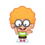 Nerdjongen die op celtelefoon spreken vector illustratie Nerdjongen die op celtelefoon spreken vector illustratie