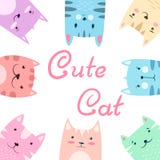 Nette hübsche gesetzte Katze, Miezekatzeillustration lizenzfreie abbildung Nette hübsche gesetzte Katze, Miezekatzeillustration lizenzfreie abbildung