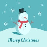 Nette Illustration des Schneemannes Flache Karte Art der Karikatur Weihnachts Fallender Schneeblauhintergrund stock abbildung Nette Illustration des Schneemannes Flache Karte Art der Karikatur Weihnachts Fallender Schneeblauhintergrund stock abbildung