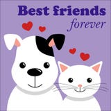 Nette Katze und Hund Beste Freunde Auch im corel abgehobenen Betrag stock abbildung Nette Katze und Hund Beste Freunde Auch im corel abgehobenen Betrag stock abbildung