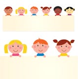 Nette multikulturelle Kinder mit Fahne stock abbildung Nette multikulturelle Kinder mit Fahne stock abbildung