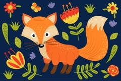 Netter Fuchs und Anlagen stock abbildung Netter Fuchs und Anlagen stock abbildung