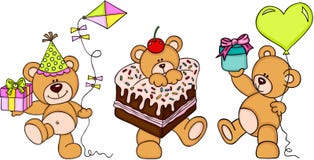 Nettes drei Teddybären alles Gute zum Geburtstag lizenzfreie abbildung Nettes drei Teddybären alles Gute zum Geburtstag lizenzfreie abbildung