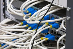 Network switch HUB and ethernet cables LAN stock photo Network switch HUB and ethernet cables LAN stock photo