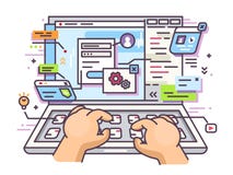 Netz, das auf Laptop surft Stockfoto Netz, das auf Laptop surft Stockfoto