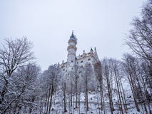 Neuschwanstein Castle in winter landscape. Germany stock photo Neuschwanstein Castle in winter landscape. Germany stock photo