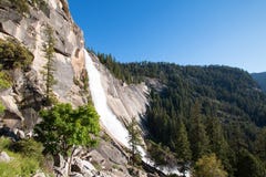 Nevada Falls na fuga/John Muir Trail da névoa no parque nacional de Yosemite em Califórnia EUA fotografia de stock royalty free Nevada Falls na fuga/John Muir Trail da névoa no parque nacional de Yosemite em Califórnia EUA fotografia de stock royalty free