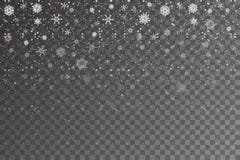 Neve di natale Fiocchi di neve di caduta su fondo trasparente royalty illustrazione gratis Neve di natale Fiocchi di neve di caduta su fondo trasparente royalty illustrazione gratis
