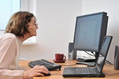 Never old enough - senior woman with computer Royalty Free Stock Images Never old enough - senior woman with computer Royalty Free Stock Images