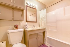 New construction modern home interior bathroom with tub and sink royalty free stock photos New construction modern home interior bathroom with tub and sink royalty free stock photos
