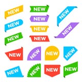 New corner labels. New tag labels and arrival products banners vector isolated set royalty free illustration New corner labels. New tag labels and arrival products banners vector isolated set royalty free illustration