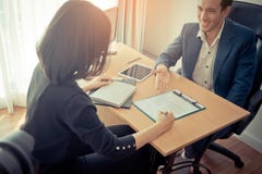 New Employer Have Been Invited To Sign Work Contract After Job Interview Royalty Free Stock Images New Employer Have Been Invited To Sign Work Contract After Job Interview Royalty Free Stock Images