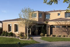 New luxury desert golf course home front entrance